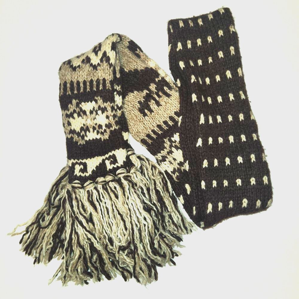 NEW Abercrombie & Fitch Fair Isle Style Brown/Cream Fringed Wool Blend Scarf